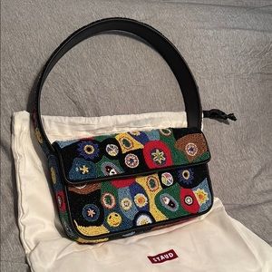 Staud Black Millefiori Beaded Women's Shoulder Bag